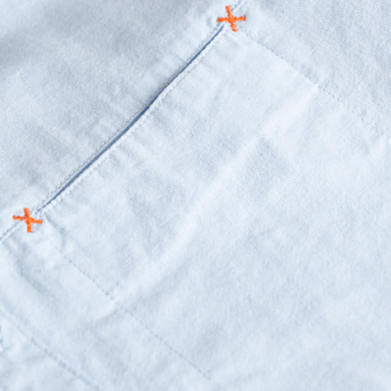 Camisa de algodón de manga larga para hombre con cuello alto y bolsillos decorativos, con botones sólidos y estampado de Buddha Stones Spring - image 2