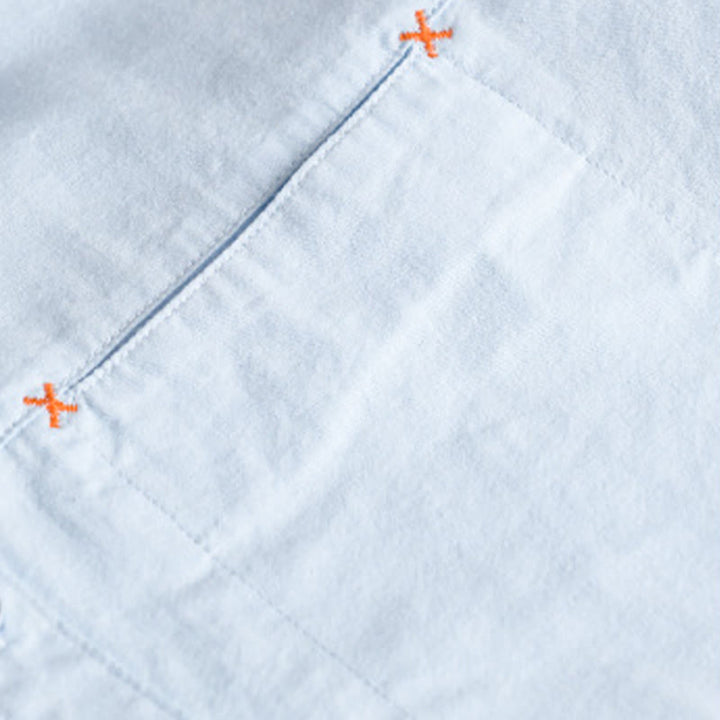 Camisa de algodón de manga larga para hombre con cuello alto y bolsillos decorativos, con botones sólidos y estampado de Buddha Stones Spring - image 2