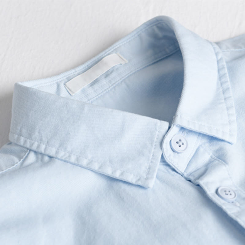 Camisa de algodón de manga larga para hombre con cuello alto y bolsillos decorativos, con botones sólidos y estampado de Buddha Stones Spring - image 1