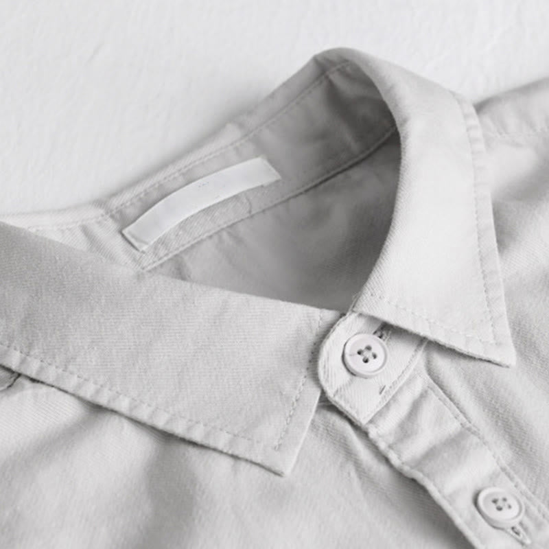 Camisa de algodón de manga larga para hombre con cuello alto y bolsillos decorativos, con botones sólidos y estampado de Buddha Stones Spring - image 12