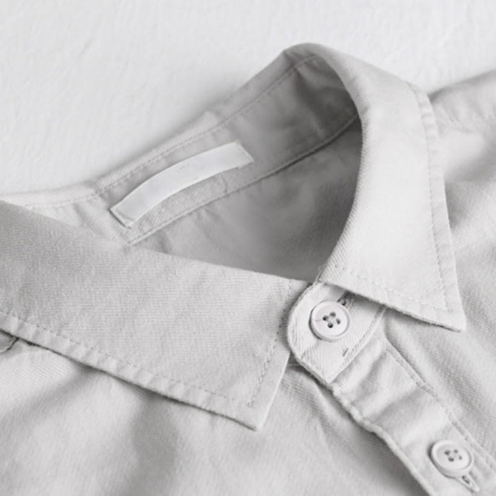 Camisa de algodón de manga larga para hombre con cuello alto y bolsillos decorativos, con botones sólidos y estampado de Buddha Stones Spring - image 12