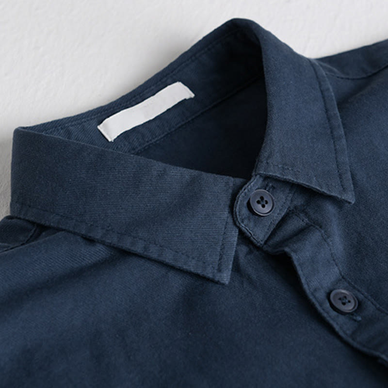 Camisa de algodón de manga larga para hombre con cuello alto y bolsillos decorativos, con botones sólidos y estampado de Buddha Stones Spring - image 15