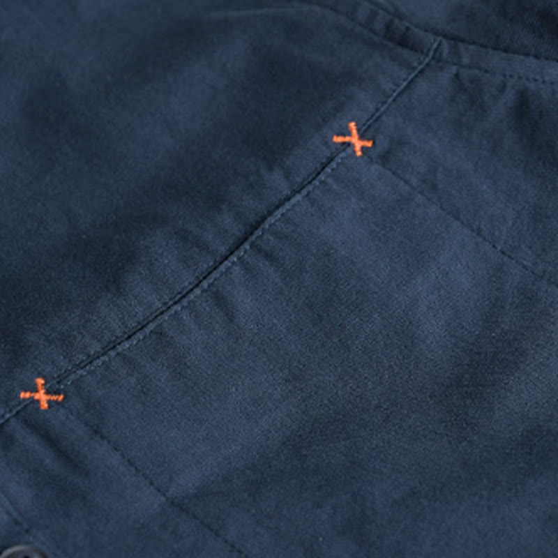 Camisa de algodón de manga larga para hombre con cuello alto y bolsillos decorativos, con botones sólidos y estampado de Buddha Stones Spring - image 17