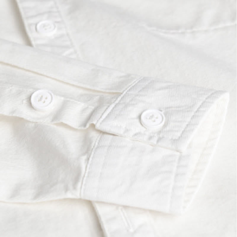 Camisa de algodón de manga larga para hombre con cuello alto y bolsillos decorativos, con botones sólidos y estampado de Buddha Stones Spring - image 21