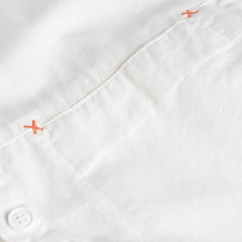 Camisa de algodón de manga larga para hombre con cuello alto y bolsillos decorativos, con botones sólidos y estampado de Buddha Stones Spring - image 22