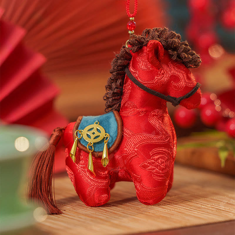 Decoración colgante con Buddha Stones, Año del Caballo, bordado con hilo rojo, Libertad - image 1