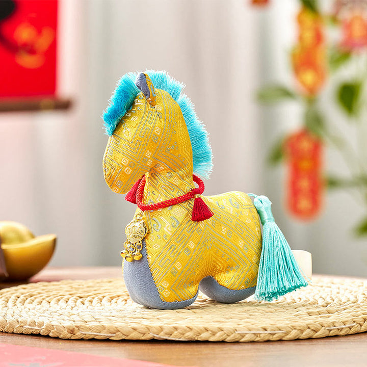 Bordado de hilo rojo con Buddha Stones y borlas para el Año del Caballo - Caballo amarillo - 16*12 cm - image 8