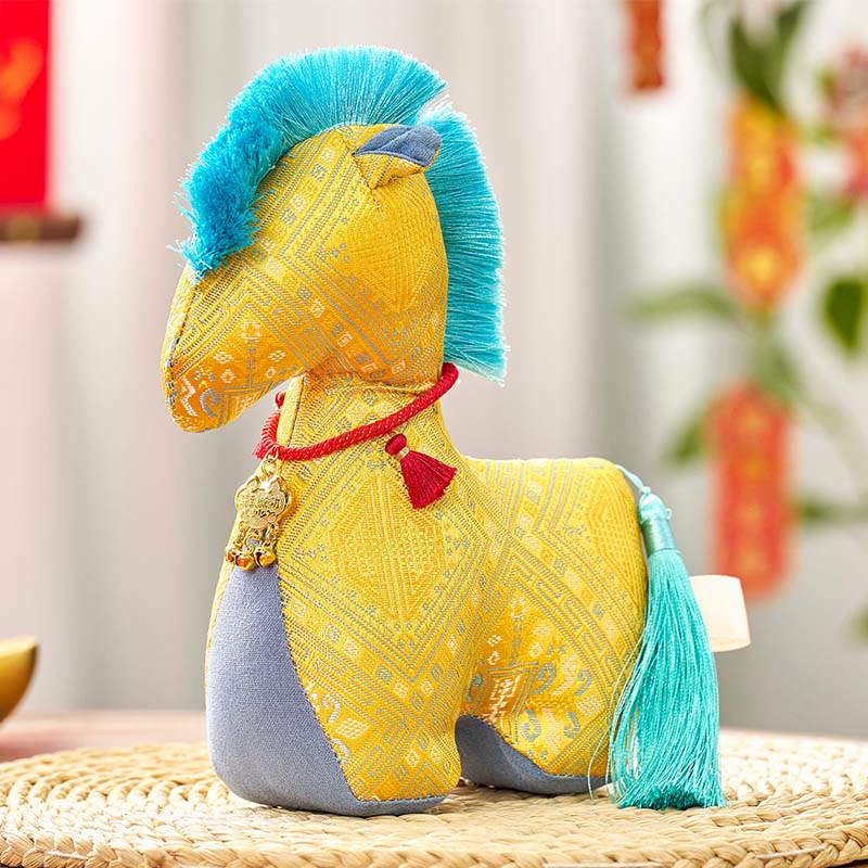 Bordado de hilo rojo con Buddha Stones y borlas para el Año del Caballo - Caballo amarillo - 25*20 cm - image 10