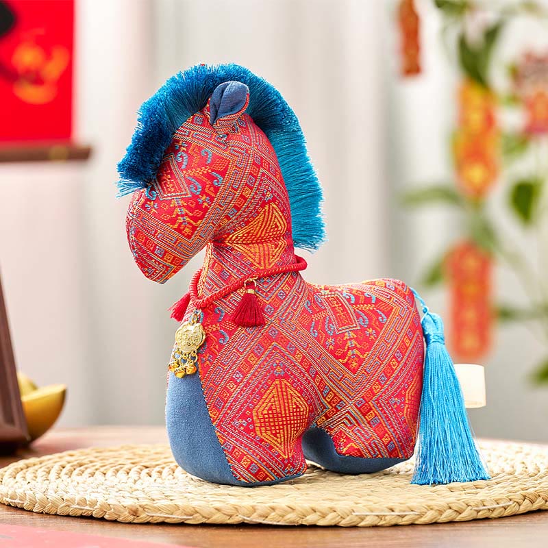 Bordado de hilo rojo con Buddha Stones y borlas para el Año del Caballo - Caballo rojo - 20*17 cm - image 2