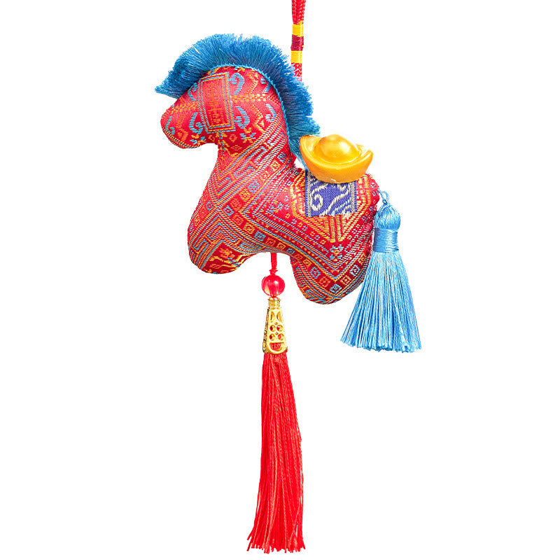 Bordado de hilo rojo con Buddha Stones y borlas para el Año del Caballo - image 4
