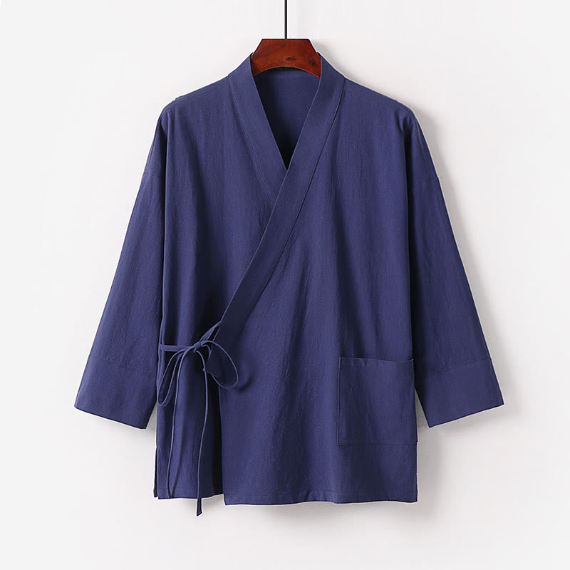Conjunto de 2 piezas de kimono de algodón con cordones y pantalones anchos hasta los tobillos con bolsillos para hombre , con Buddha Stones - image 10