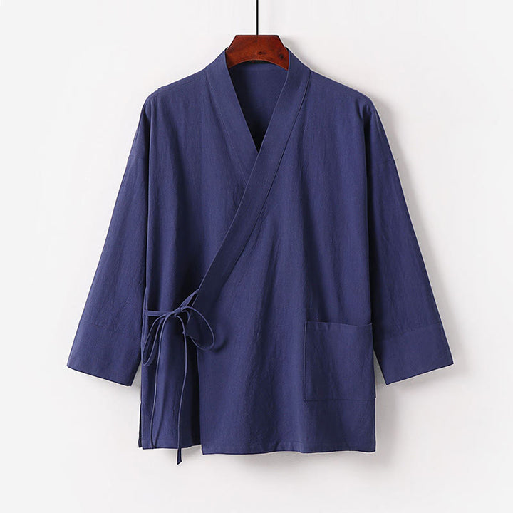 Conjunto de 2 piezas de kimono de algodón con cordones y pantalones anchos hasta los tobillos con bolsillos para hombre , con Buddha Stones - image 10
