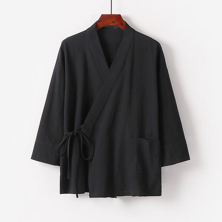 Conjunto de 2 piezas de kimono de algodón con cordones y pantalones anchos hasta los tobillos con bolsillos para hombre , con Buddha Stones - image 6