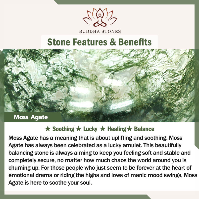 Buddha Stones con símbolo de loto, cuentas redondas de ágata musgosa, mala curativo - image 6