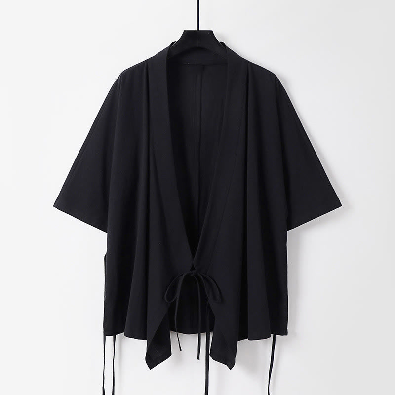 Conjunto de 2 Buddha Stones de kimono de algodón con cordones y mangas tres cuartos para hombre, con bolsillos y cordón ajustable, para meditación - image 5