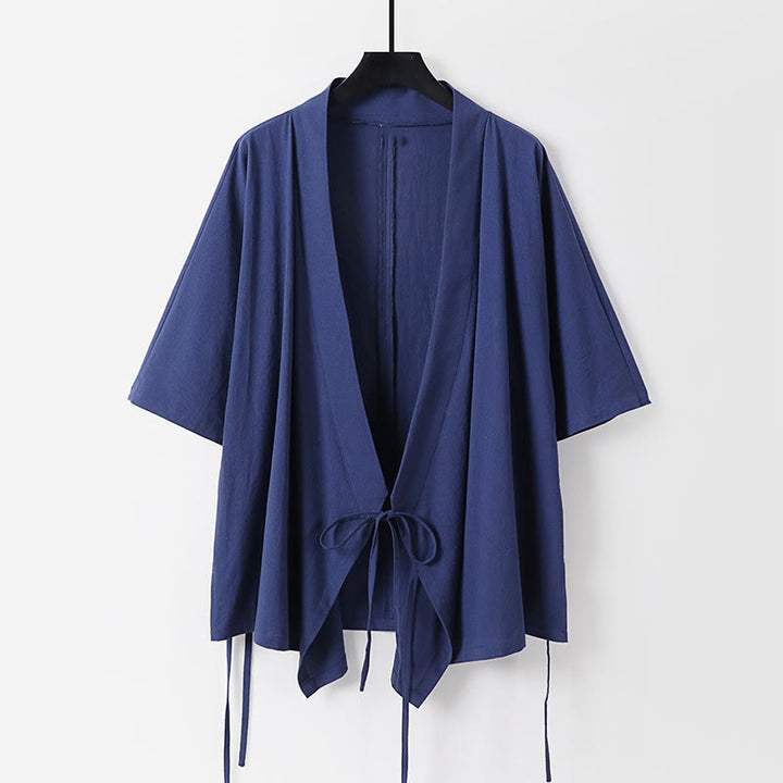 Conjunto de 2 Buddha Stones de kimono de algodón con cordones y mangas tres cuartos para hombre, con bolsillos y cordón ajustable, para meditación - image 8