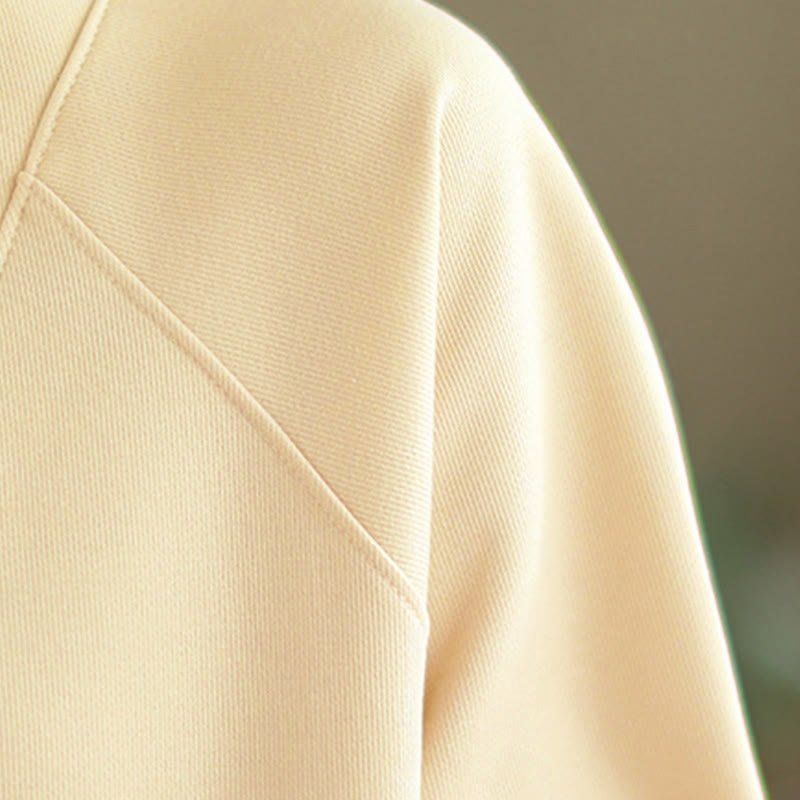 Sudadera de algodón de manga larga para mujer con diseño de botones y cuello alto liso con estampado de Buddha Stones Fall - image 16