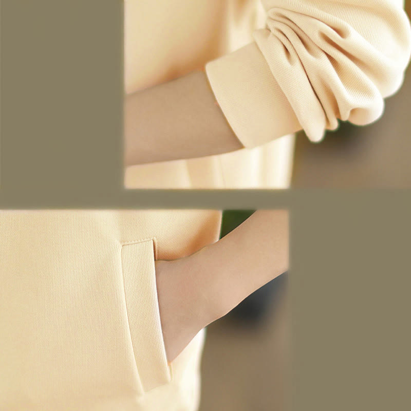 Sudadera de algodón de manga larga para mujer con diseño de botones y cuello alto liso con estampado de Buddha Stones Fall - image 19