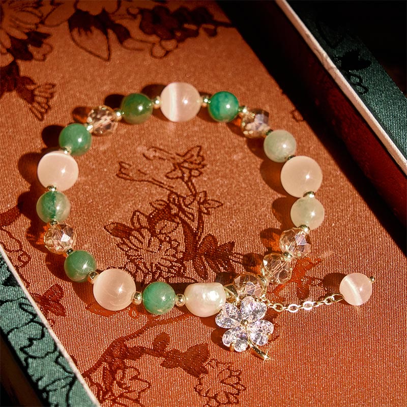 Pulsera de equilibrio con Buddha Stones de cuatro hojas, amatista, citrino, cuarzo fresa verde y cuarzo rutilado. - Cuarzo fresa verde (circunferencia de la muñeca: 15-17 cm) - image 13