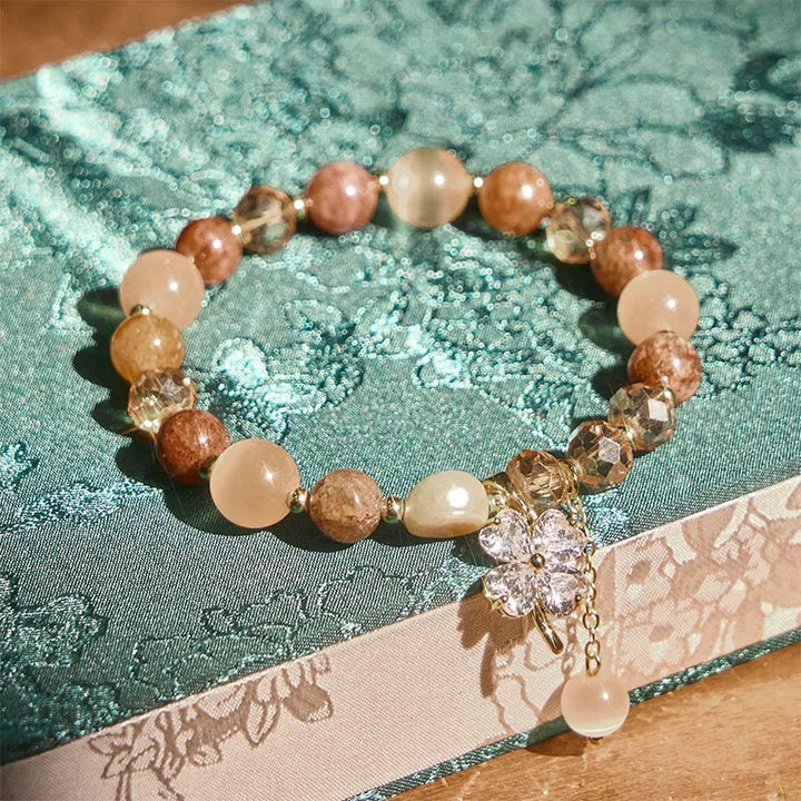 Pulsera de equilibrio con Buddha Stones de cuatro hojas, amatista, citrino, cuarzo fresa verde y cuarzo rutilado. - image 19