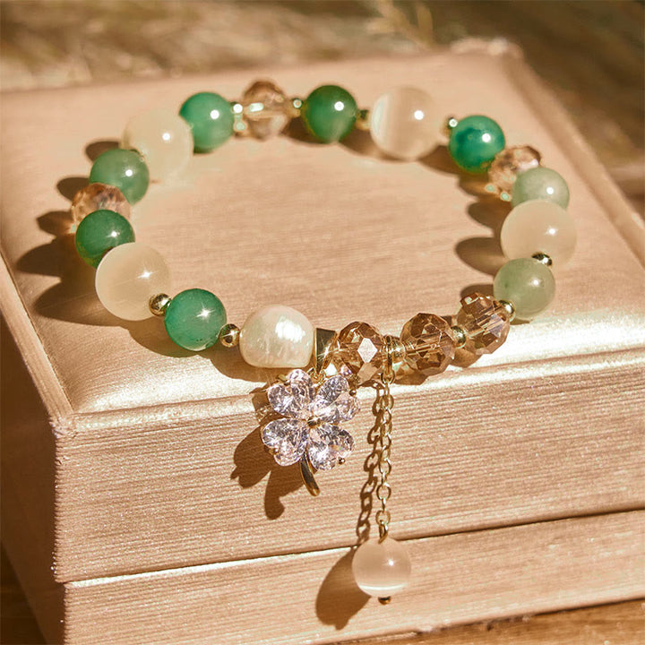 Pulsera de equilibrio con Buddha Stones de cuatro hojas, amatista, citrino, cuarzo fresa verde y cuarzo rutilado. - image 14