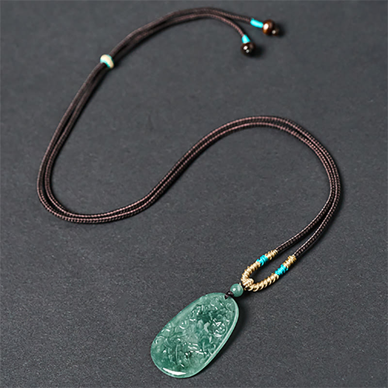 Collar con colgantes de energía de prosperidad , Buddha Stones, año del Caballo y Dragón, monedas de cobre talladas a mano y cuerda de jade. - image 3