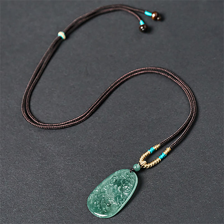 Collar con colgantes de energía de prosperidad , Buddha Stones, año del Caballo y Dragón, monedas de cobre talladas a mano y cuerda de jade. - image 3
