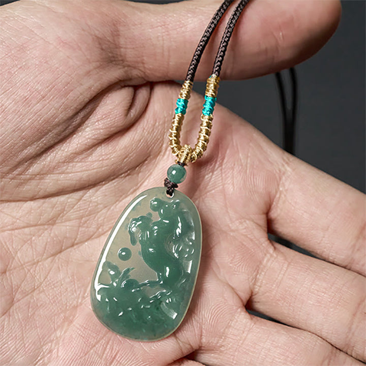 Collar con colgantes de energía de prosperidad , Buddha Stones, año del Caballo y Dragón, monedas de cobre talladas a mano y cuerda de jade. - image 4