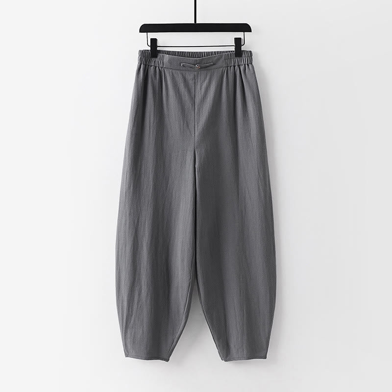 Pantalones rectos de verano Buddha Stones para hombre, de algodón y lino, hasta el tobillo, con bolsillos - Gris - US/UK/AU54, EU64 (9XL) - image 1