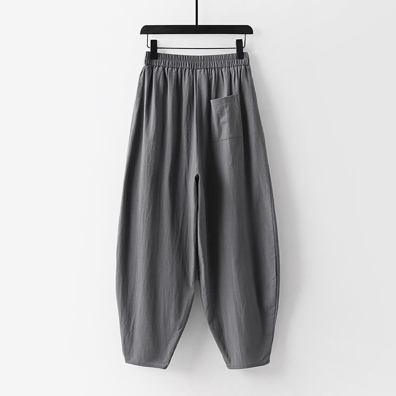 Pantalones rectos de verano Buddha Stones para hombre, de algodón y lino, hasta el tobillo, con bolsillos - image 2