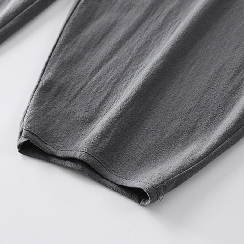 Pantalones rectos de verano Buddha Stones para hombre, de algodón y lino, hasta el tobillo, con bolsillos - image 7
