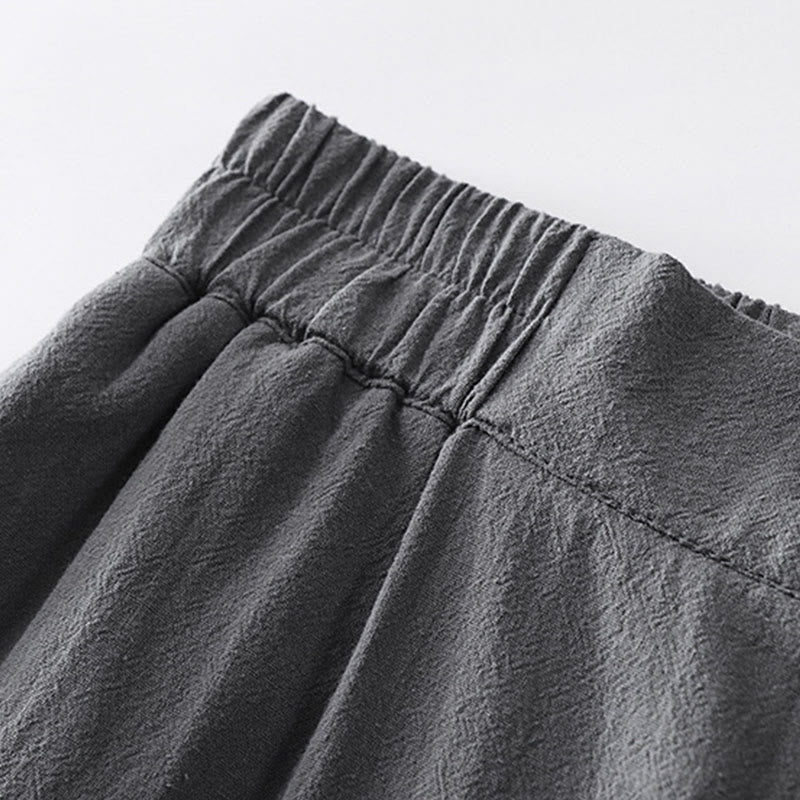 Pantalones rectos de verano Buddha Stones para hombre, de algodón y lino, hasta el tobillo, con bolsillos - image 3