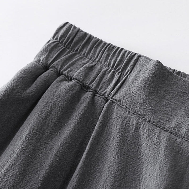Pantalones rectos de verano Buddha Stones para hombre, de algodón y lino, hasta el tobillo, con bolsillos - image 3