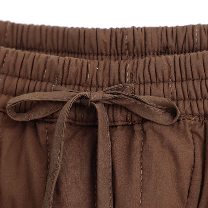 Pantalones harén de algodón para mujer con diseño de bloques de color liso de invierno y bolsillos de Buddha Stones - image 15