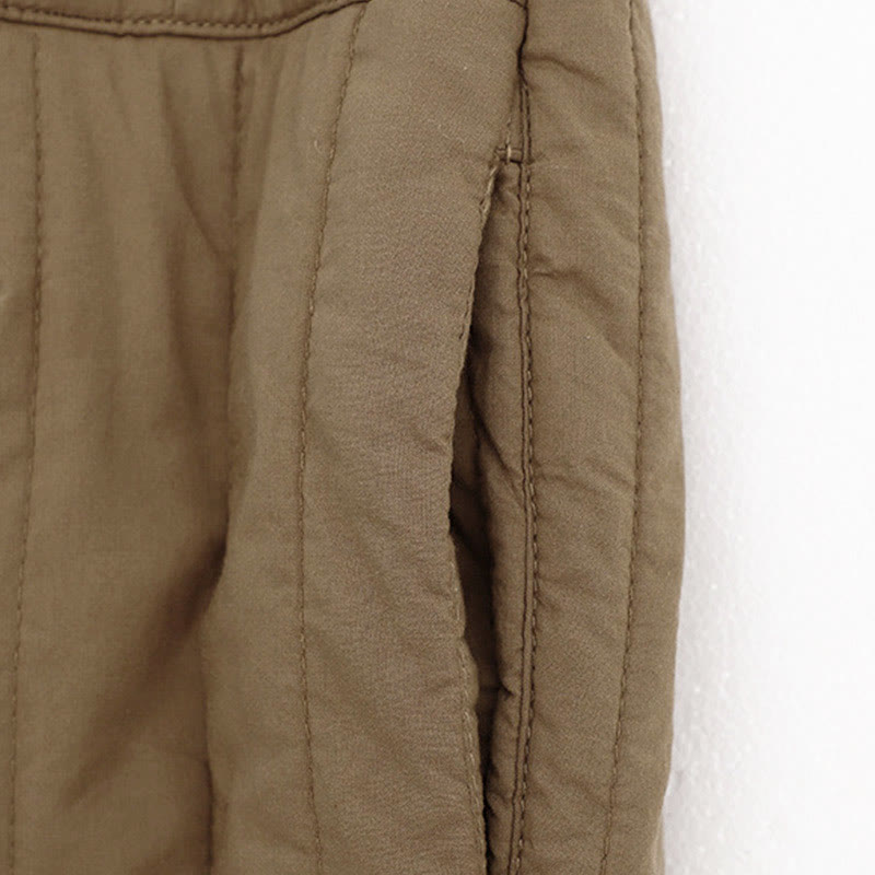 Pantalones harén de algodón para mujer con diseño de bloques de color liso de invierno y bolsillos de Buddha Stones - image 3