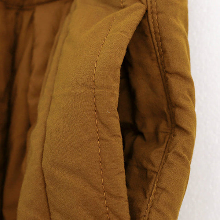 Pantalones harén de algodón para mujer con diseño de bloques de color liso de invierno y bolsillos de Buddha Stones - image 31