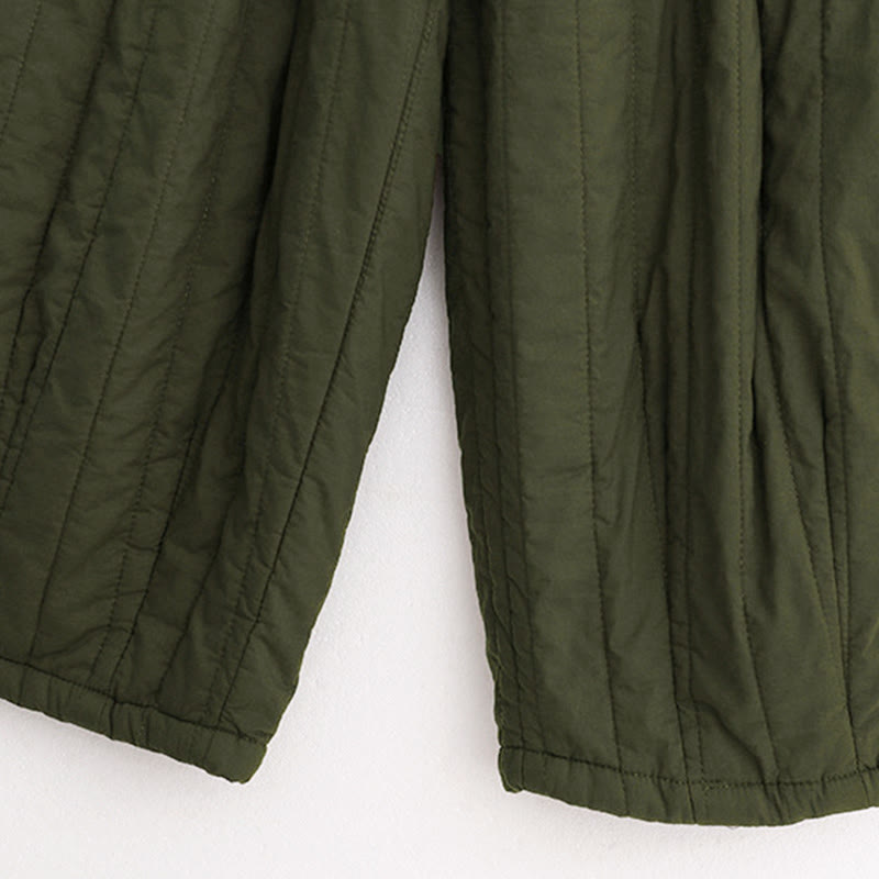 Pantalones harén de algodón para mujer con diseño de bloques de color liso de invierno y bolsillos de Buddha Stones - image 24