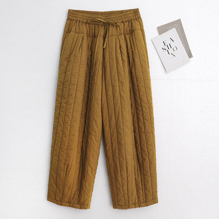 Pantalones harén de algodón para mujer con diseño de bloques de color liso de invierno y bolsillos de Buddha Stones - Vara de oro - US8-10，UK/AU12-14，EU40-42 (2XL) - image 28