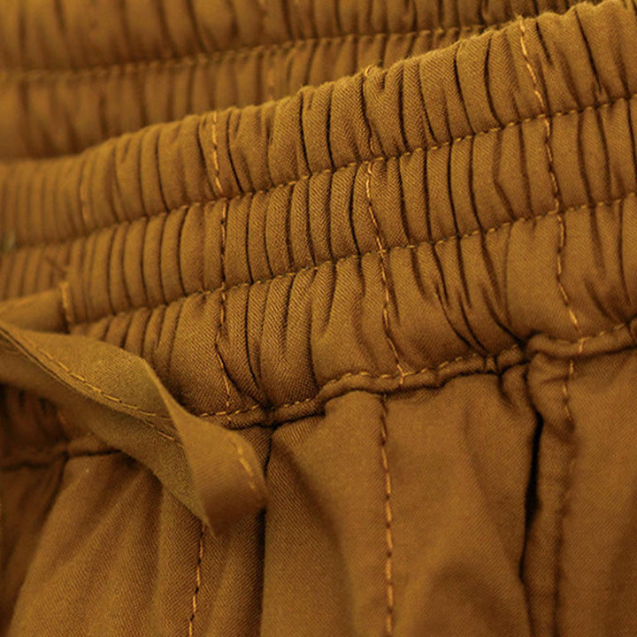 Pantalones harén de algodón para mujer con diseño de bloques de color liso de invierno y bolsillos de Buddha Stones - image 30