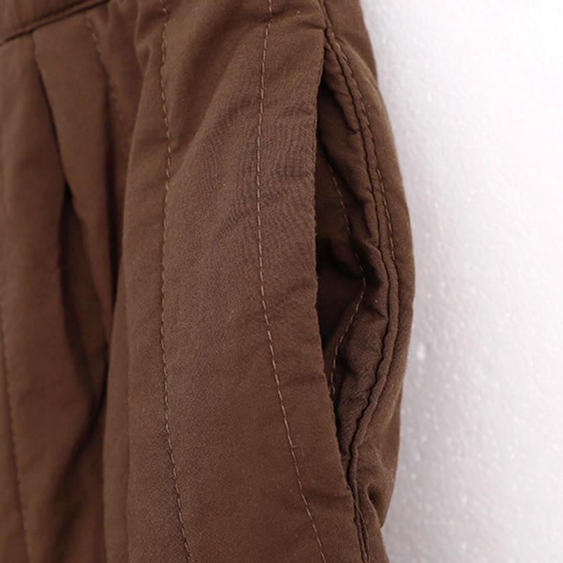 Pantalones harén de algodón para mujer con diseño de bloques de color liso de invierno y bolsillos de Buddha Stones - image 17