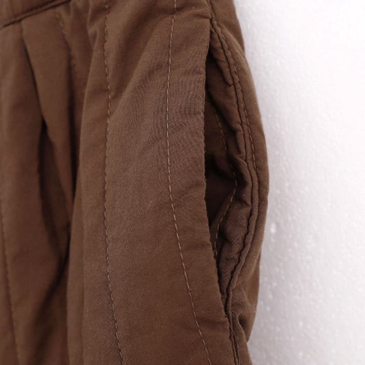 Pantalones harén de algodón para mujer con diseño de bloques de color liso de invierno y bolsillos de Buddha Stones - image 17