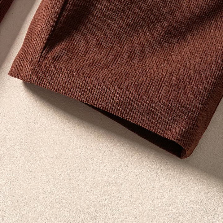 Pantalones harén de cintura alta con cremallera y bolsillos para mujer de Buddha Stones Commute de pana de color liso - image 9