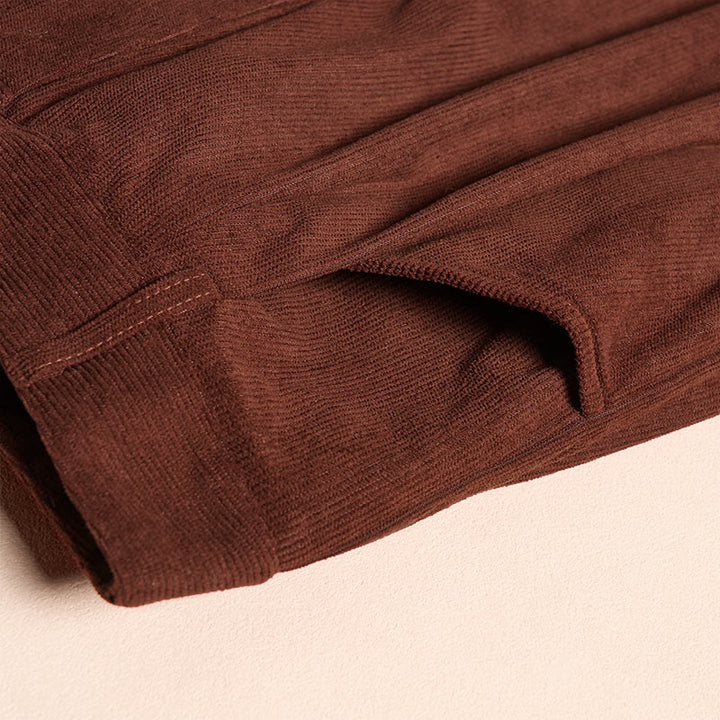 Pantalones harén de cintura alta con cremallera y bolsillos para mujer de Buddha Stones Commute de pana de color liso - image 7