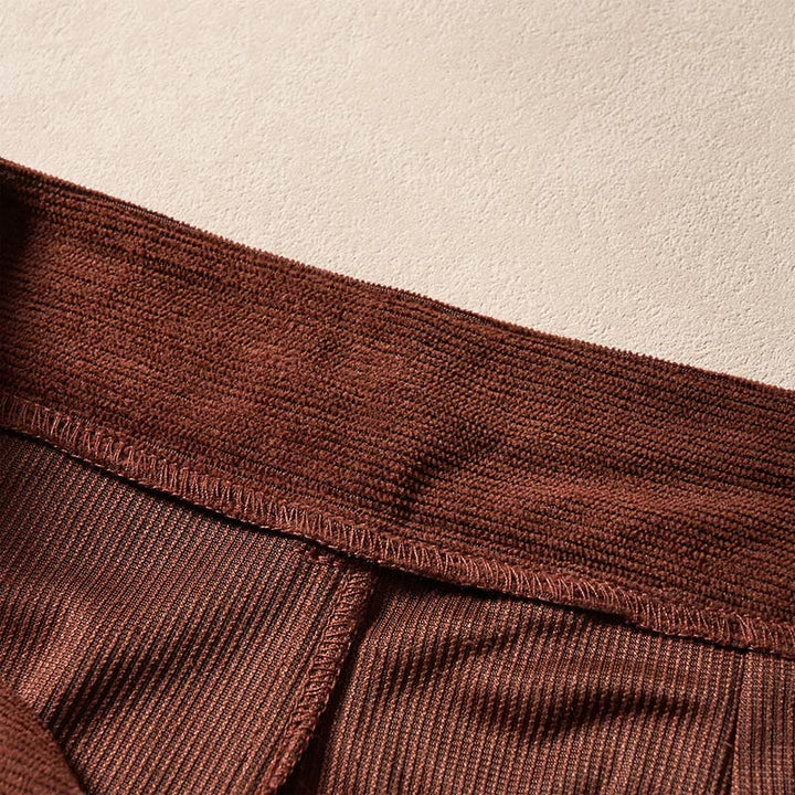 Pantalones harén de cintura alta con cremallera y bolsillos para mujer de Buddha Stones Commute de pana de color liso - image 6