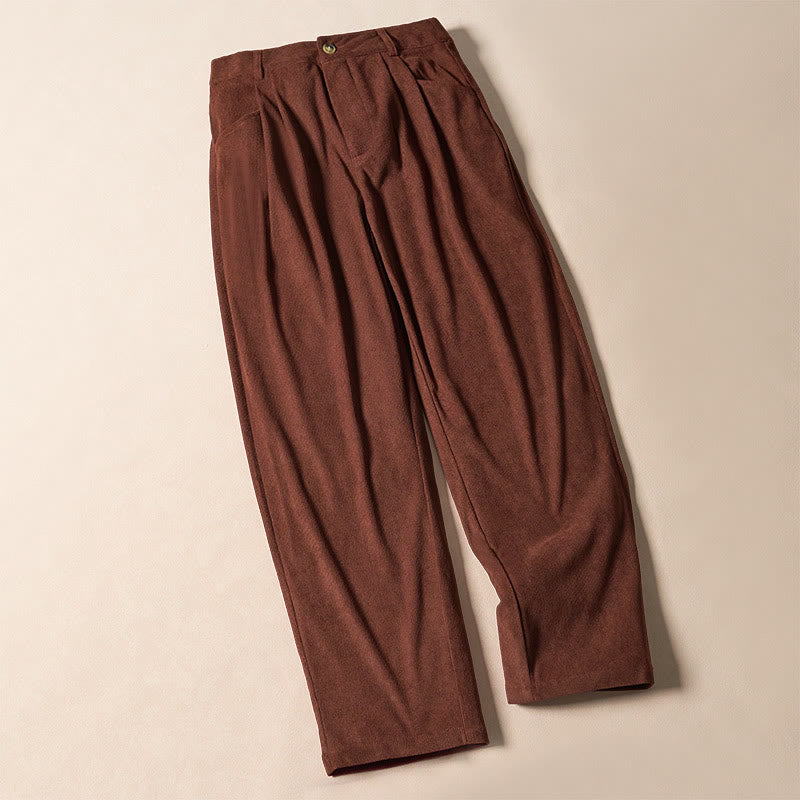 Pantalones harén de cintura alta con cremallera y bolsillos para mujer de Buddha Stones Commute de pana de color liso - image 2