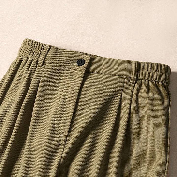 Pantalones harén de cintura alta con bolsillos para mujer Buddha Stones Commute Fall Corduroy - image 2