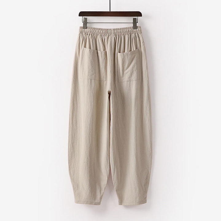 Pantalones harén con cordón ajustable para hombre, color liso, hasta el tobillo, con bolsillos, de Buddha Stones, primavera y otoño - image 1
