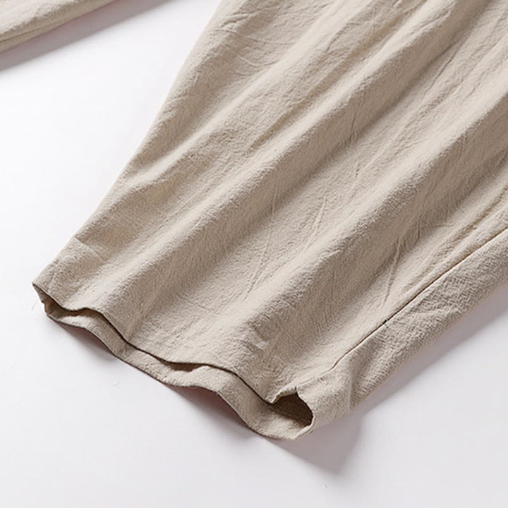 Pantalones harén con cordón ajustable para hombre, color liso, hasta el tobillo, con bolsillos, de Buddha Stones, primavera y otoño - image 10
