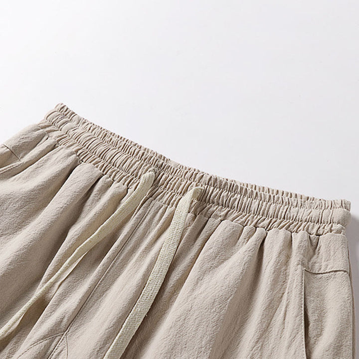 Pantalones harén con cordón ajustable para hombre, color liso, hasta el tobillo, con bolsillos, de Buddha Stones, primavera y otoño - image 7
