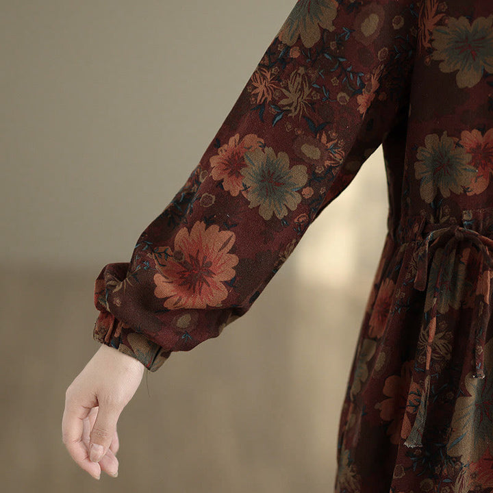 Vestido midi de algodón de manga larga con estampado floral de Buddha Stones y bolsillos - image 10
